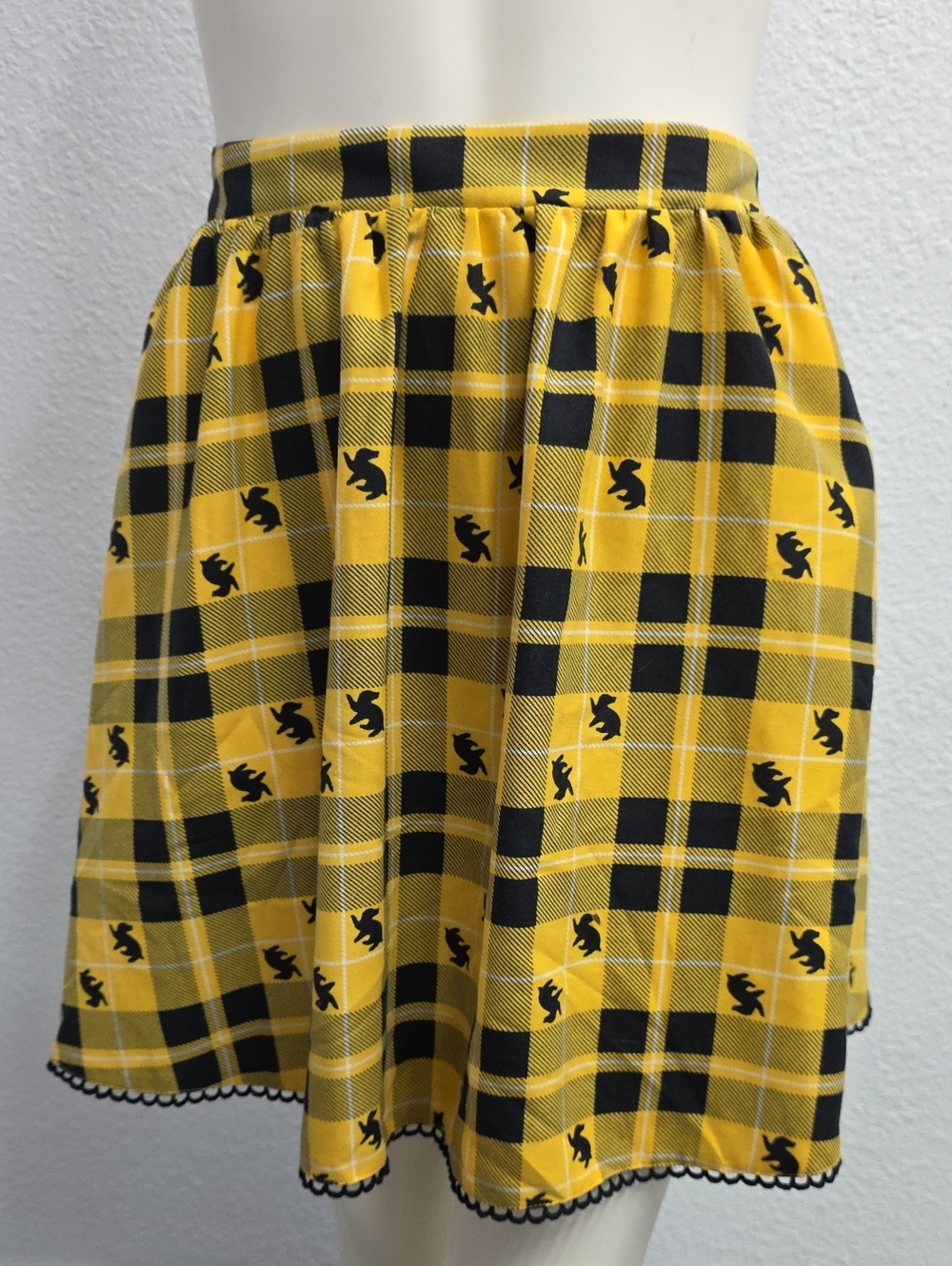 Harry Potter Hufflepuff Yellow Plaid Skirt Pockets